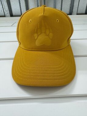 Duluth Trading Co Mustard Yellow Trucker Cap with Embossed Bear Paw